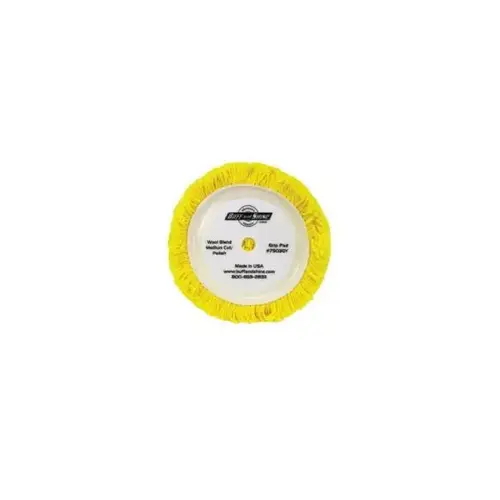 7503GY Buffing Grip Pad, 7-1/2 in Dia, Hook and Loop Attachment, 100% Twisted Wool Pad, Yellow 7503GY Buffing Grip Pad, 7-1/2 in Dia, Hook and Loop Attachment, 100% Twisted Wool Pad, Yellow