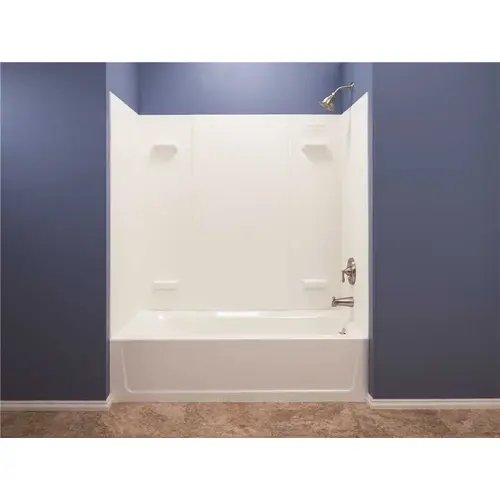 30 in. or 32 in. x 60 in. x 57 in. Easy Up Adhesive Tub Wall in White 305821879