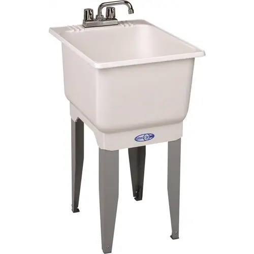 Utilatub Combo 18 in. x 23.5 in. x 33 in. Co-Polypure Floor Mount Laundry Tub White
