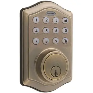 Honeywell 8712109 Electronic Keypad Antique Brass Single Cylinder Deadbolt Lock