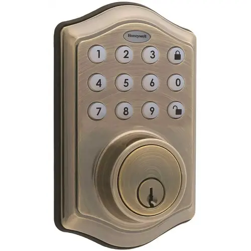 Electronic Keypad Antique Brass Single Cylinder Deadbolt Lock