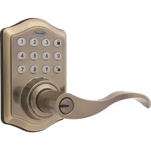 Honeywell 8734101 Antique Brass Keypad Electronic Door Lever Entry Lock