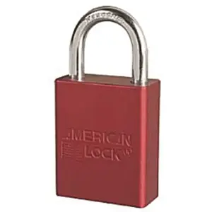 American Lock A1105 RED Solid Aluminum Padlocks, 1/4 in Dia, 1 in L X 3/4 in W, Red