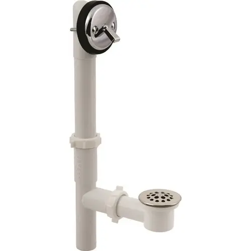 Classics 1-1/2 in. White PVC Bath Waste and Overflow Drain in Chrome Classics 1-1/2 in. White PVC Bath Waste and Overflow Drain in Chrome