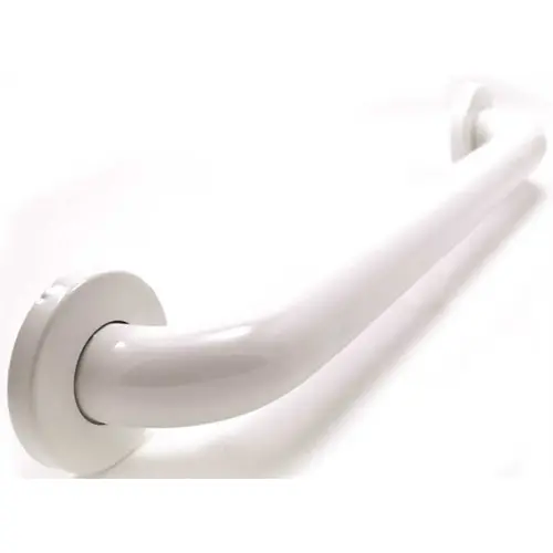 Premium 12 in. x 1.5 in. Polyester Painted Stainless Steel Grab Bar in White (15 in. Overall Length)