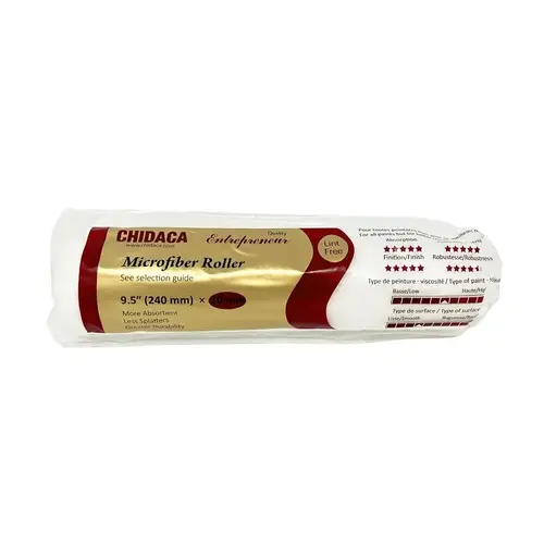 Chidaca High-Density Roller Cover, 10 mm Thick Nap, 9-1/2 in L, Microfiber Cover Chidaca High-Density Roller Cover, 10 mm Thick Nap, 9-1/2 in L, Microfiber Cover