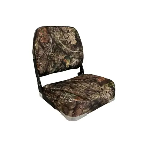 Boat Seat Fold Down Low Back Camo, Plastic Frame Material, Foam Padding Material, Marine Grade Vinyl Upholstery Material, Breakup Country Finish Boat Seat Fold Down Low Back Camo, Plastic Frame Material, Foam Padding Material, Marine Grade Vinyl Upholstery Material, Breakup Country Finish