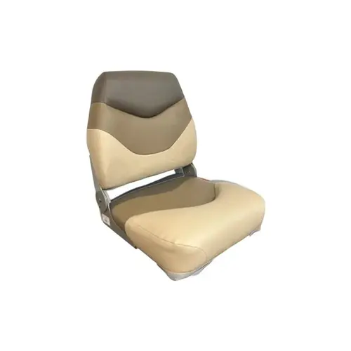 Boat Seat, Mid Back, Fold Down, Tracker Style, Plastic Frame, Marine Grade Vinyl Upholstery, Khaki, Cafe and Rock Salt Finish Boat Seat, Mid Back, Fold Down, Tracker Style, Plastic Frame, Marine Grade Vinyl Upholstery, Khaki, Cafe and Rock Salt Finish