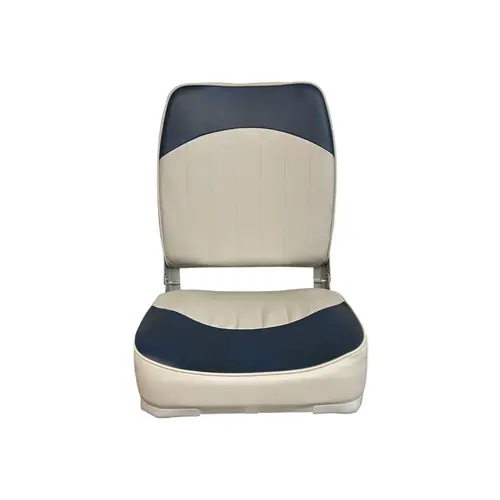 Boat Seat Economy High Back Fold Down, Plastic Frame Material, Marine Grade Vinyl Upholstery, Gray and Navy finish Boat Seat Economy High Back Fold Down, Plastic Frame Material, Marine Grade Vinyl Upholstery, Gray and Navy finish