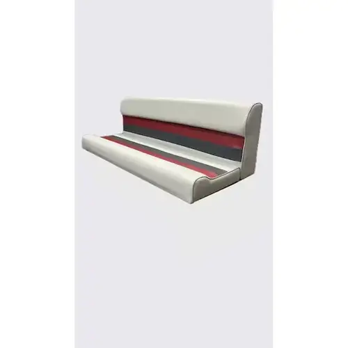 Premium Series Pontoon Bench Seat Cushion Set Only, 55" Cushion Width, Plastic Frame, Marine Grade Vinyl upholstery, Gray, Red And Charcoal Finish Premium Series Pontoon Bench Seat Cushion Set Only, 55" Cushion Width, Plastic Frame, Marine Grade Vinyl upholstery, Gray, Red And Charcoal Finish