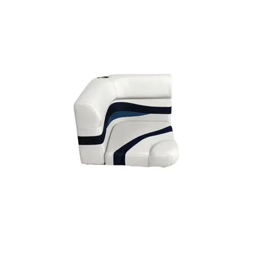 Elite Series Pontoon Radius Corner Cushion Set Only, Plastic Frame Material, 25-1/4" Cushion Width, 32-3/4" Cushion Depth, White, Navy and Blue Finish Elite Series Pontoon Radius Corner Cushion Set Only, Plastic Frame Material, 25-1/4" Cushion Width, 32-3/4" Cushion Depth, White, Navy and Blue Finish
