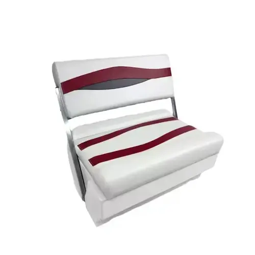 Elite Series Pontoon Flip Flop Seat Cushion Set with Base, Plastic Frame Material, 23" in Depth, Foam Padding, White, Red and Charcoal Finish Elite Series Pontoon Flip Flop Seat Cushion Set with Base, Plastic Frame Material, 23" in Depth, Foam Padding, White, Red and Charcoal Finish