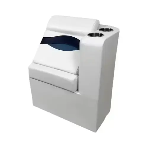 Elite Series Right Radius Lean Back Pontoon Seat, Vinyl Upholstery, Plastic Frame Material, White, Navy and Blue Finish Elite Series Right Radius Lean Back Pontoon Seat, Vinyl Upholstery, Plastic Frame Material, White, Navy and Blue Finish