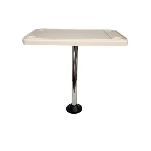 Rectangular Pontoon Table includes 2 mountings, Plastic material, Ivory finish, 27-1/2" Length, 15-1/2" Width, Ivory finish Rectangular Pontoon Table includes 2 mountings, Plastic material, Ivory finish, 27-1/2" Length, 15-1/2" Width, Ivory finish