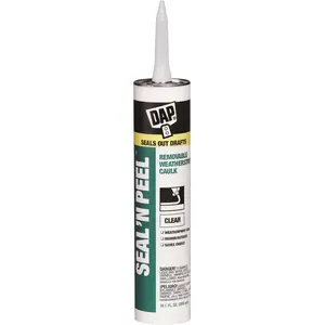 DAP 18324 SEAL N' PEEL REMOVABLE WEATHERSTRIP CAULK, CLEAR, 10 OZ
