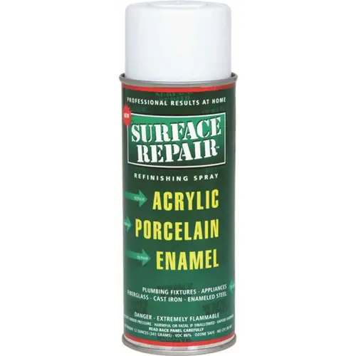 SURFACE REPAIR REFINISHING SPRAY- PLUMBING FIXTURES 12 OZ., WHITE SURFACE REPAIR REFINISHING SPRAY- PLUMBING FIXTURES 12 OZ., WHITE