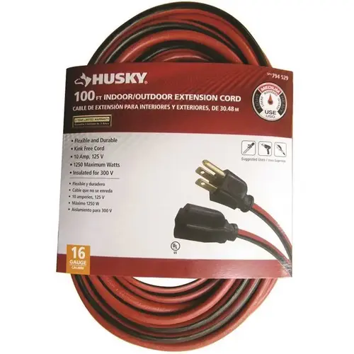 100 ft. 16/3 Extension Cord Black, Red 100 ft. 16/3 Extension Cord Black, Red