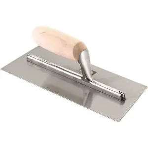 Roberts 10-810 1/16 in. x 1/16 in. x 1/16 in. Square-Notch Wood Handle Flooring Trowel with 10a degree Blade Angle