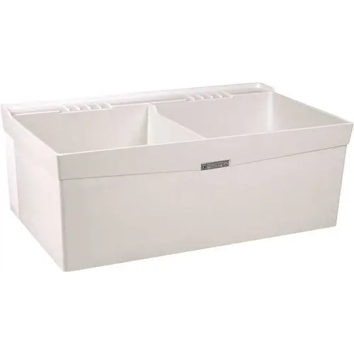 Utilatwin 24 in. x 40 in. x 33 in. Fiberglass Wall-Mount Double-Basin Laundry Tub White Utilatwin 24 in. x 40 in. x 33 in. Fiberglass Wall-Mount Double-Basin Laundry Tub White