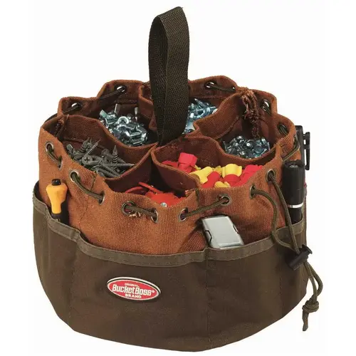 Parachute Bag, 10 in W, 10 in D, 6-1/2 in H, 19-Pocket, Canvas, Brown Parachute Bag, 10 in W, 10 in D, 6-1/2 in H, 19-Pocket, Canvas, Brown