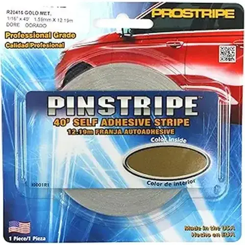 Prostripe  R20416 Solid Stripe, 1/16 In W, 40 Ft L, Gold Metallic, Vinyl Adhesiv