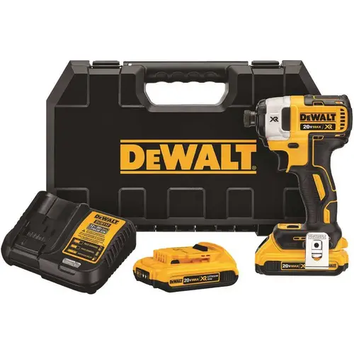 20-Volt MAX XR Lithium-Ion Cordless Brushless 1/4 in. 3-Speed Impact Driver with (2) Batteries 2Ah, Charger and Case Yellow 20-Volt MAX XR Lithium-Ion Cordless Brushless 1/4 in. 3-Speed Impact Driver with (2) Batteries 2Ah, Charger and Case Yellow