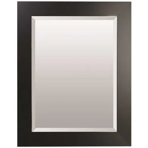24 in. x 30 in. Framed Beveled Makeup Mirror in Satin Black