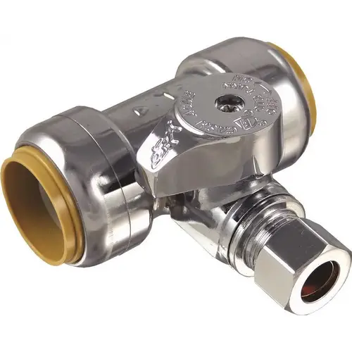 3/4 in. Push-to-Connect x 3/4 in. Push-to-Connect x 1/4 in. Compression Service Stop Tee Stainless 3/4 in. Push-to-Connect x 3/4 in. Push-to-Connect x 1/4 in. Compression Service Stop Tee Stainless