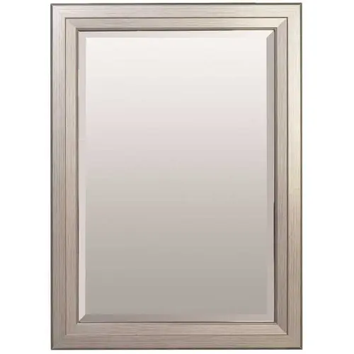 24 in. x 30 in. Custom Select Framed Beveled Makeup Mirror in Brushed Nickel