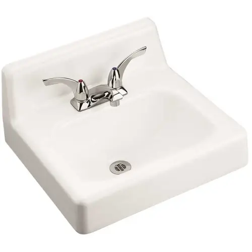 Hudson Wall-Mount Cast Iron Bathroom Sink in White with Overflow Drain Hudson Wall-Mount Cast Iron Bathroom Sink in White with Overflow Drain