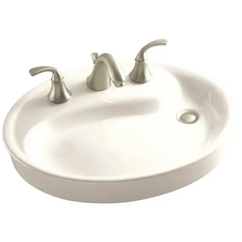 Yin Yang Top-Mounted Vitreous China Bathroom Sink in White with Overflow Drain Yin Yang Top-Mounted Vitreous China Bathroom Sink in White with Overflow Drain