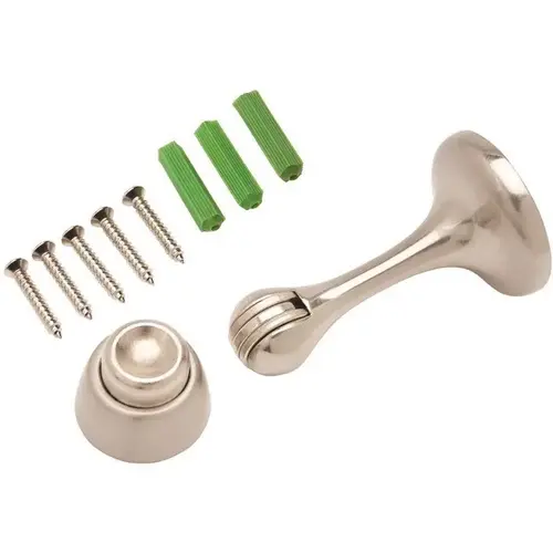 3 in. Satin Nickel Magnetic Doorstop with Catch - pack of 5 3 in. Satin Nickel Magnetic Doorstop with Catch - pack of 5