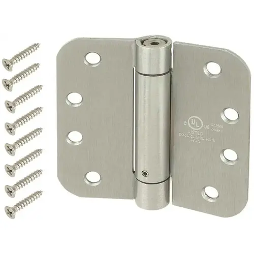 4 in. Satin Chrome 5/8 in. Radius Adjustable Spring Door Hinge - Pair 4 in. Satin Chrome 5/8 in. Radius Adjustable Spring Door Hinge - Pair
