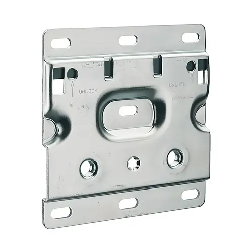 Wall Plate, With hook-off protection, for cabinet hanger for base unit galvanized Zinc plated