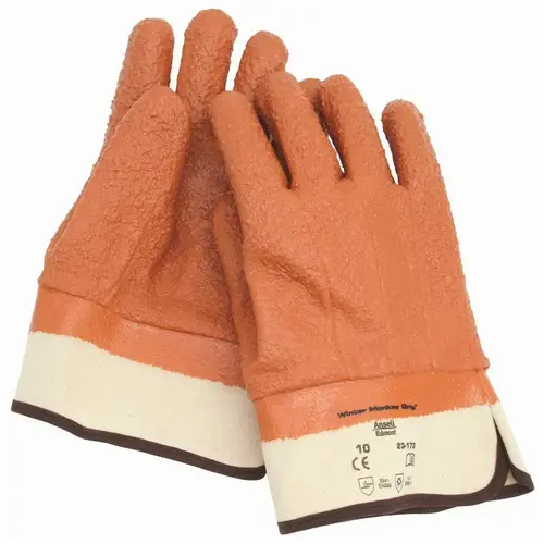 WINTER MONKEY GRIP TEX INSULATED GLOVES WITH SAFETY CUFFS, ORANGE Pair