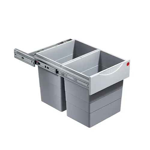 Double Waste Bin Pull-Out, Hailo Space-Saver Tandem Steel Bins: Plastic