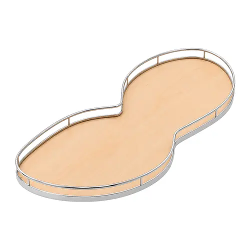LeMans II Set, for Blind Corner Cabinets Right With soft and self closing mechanisms, with non-slip effect, Swings right, chrome/maple, 2 x 60 shape trays Tray: Maple, Surround: Chrome