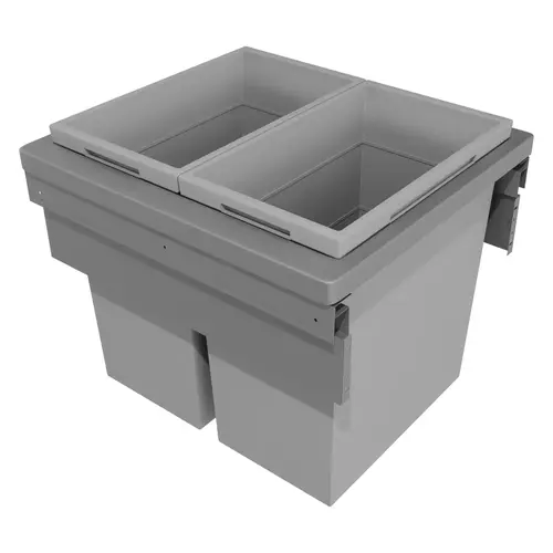 Waste Bin Pull-Out, Hailo Us Cargo Fl 24, Full Access, 24" Installation Width, Silver Powder-Coated Finish