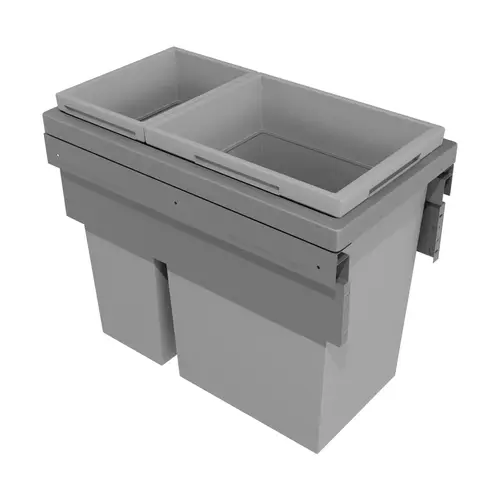 Waste Bin Pull-Out, Hailo US Cargo 15, Full Access Dark silver gray