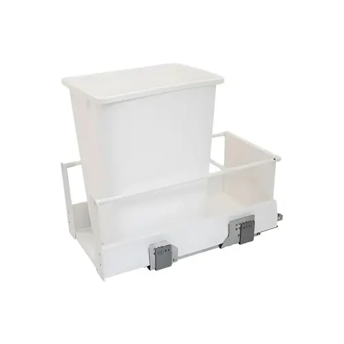 Waste Bin Pull-Out, Hafele Matrix, Single White Frame: Steel Bottom & back: Melamine Bin: Plastic