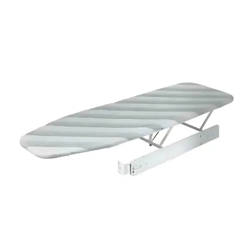 Hafele Ironfix Ironing Board, Built-In For drawer installation, cover: Gray stripes Ironing Board: White (RAL 9016); Cover: White with gray stripes