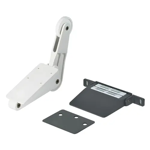Door Opener, for Hinged Base Cabinet Doors plinth height: min. 100 mm Foot pedal: Brown Spring roller element: White Counterplate: Black, lacquered