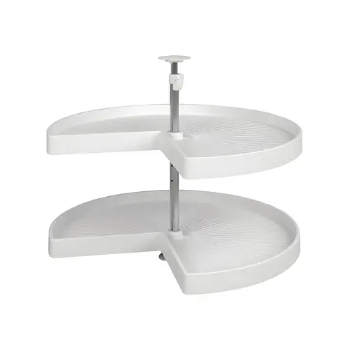 Lazy Susan Set, Kidney Shaped, Plastic, Two-Tray 609.6 mm Per Shelf: 50 lbs diameter 24", white, 1 set White