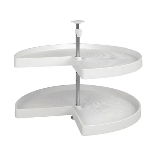 Lazy Susan Set, Kidney Shaped, Plastic, Two-Tray 812.8 mm Per Shelf: 95 lbs diameter 32", white, 1 set White