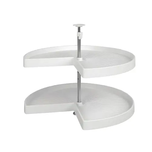 Lazy Susan Set, Kidney Shaped, Plastic, Two-Tray 711.2 mm Per Shelf: 70 lbs diameter 28", white, 1 set White