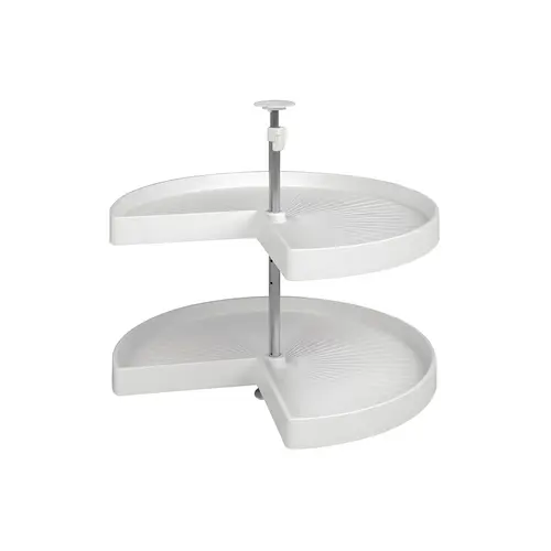 Lazy Susan Set, Kidney Shaped, Plastic, Two-Tray 457.2 mm Per Shelf: 28 lbs diameter 18", white, 1 set White