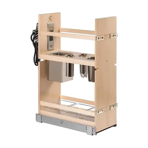 Base Pull-Out Grooming Organizer with Power, Maple Century Serenade Vanity Signature Series