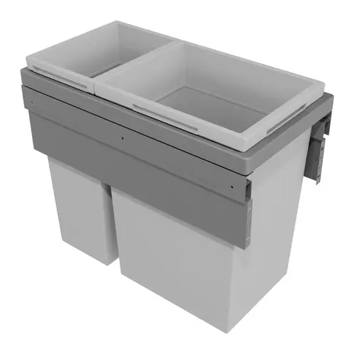 Waste Bin Pull-Out, Hailo US Cargo FF 15, (Face Frame) Dark silver gray