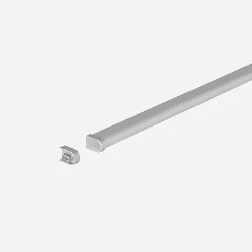 Grooved Profile, Backsplash Railing System 23 5/8" Length: (23 5/8") 600 mm Gray, Grooved profile strip, end cap and connector: Nickel plated matt Cover: Bright