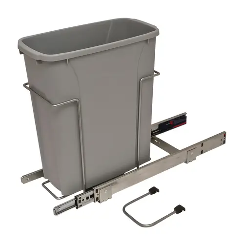 Waste Bin Pull-Out, KV Bottom Mount, Single, Ball Bearing Slide with Overtravel and Soft-Close 18 l 20 1/8" 17 5/16" SCB9-1-20PT 8 3/8" Frosted nickel, 20 qt. Steel Bins: Plastic, Frosted nickel